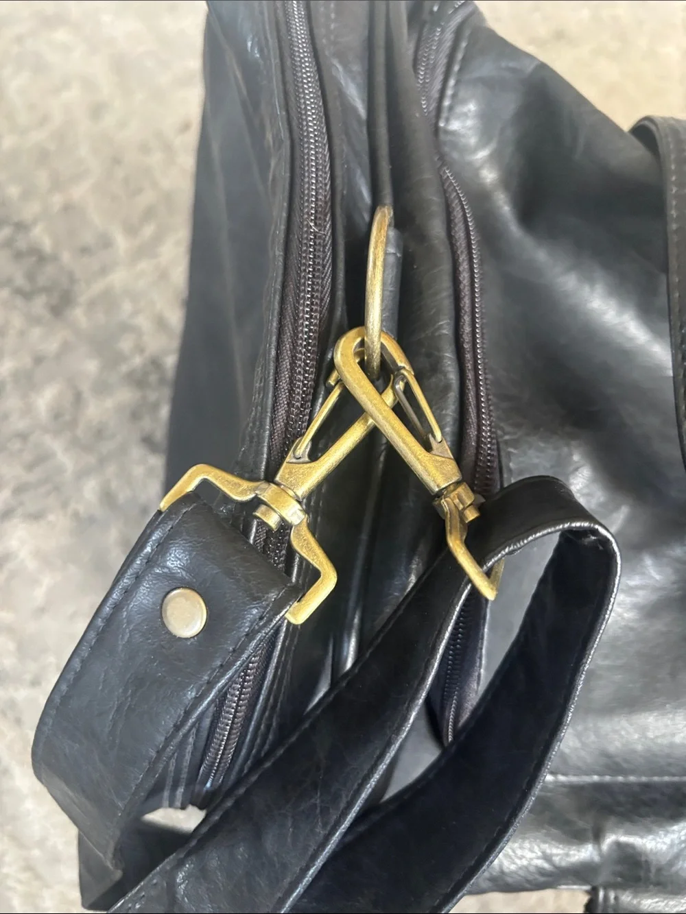 VINTAGE 90s NRA Black Leather Weekender Duffel Bag RARE